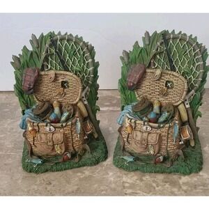 Retro Vintage Fishing-Themed Bookends - Americana Collection - Great Condition‎